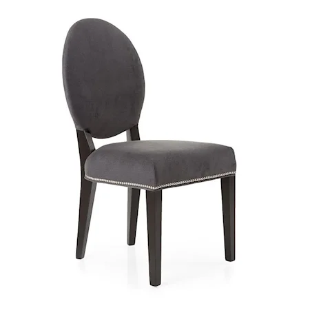 Upholstered Oval Back Side Chair with Nailhead Trim